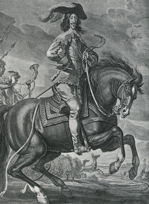 Louis XIII à la chasse (XVIIe s.) - Illustration tirée de l'ouvrage La Chasse à travers les Âges - Comte de Chabot (1898) - A. Savaète (Paris) - BnF (
